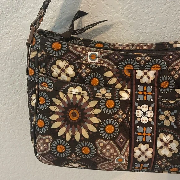 Vera Bradley quilted floral canyon brown/tan/orange design shoulder strap purse - Picture 2 of 13